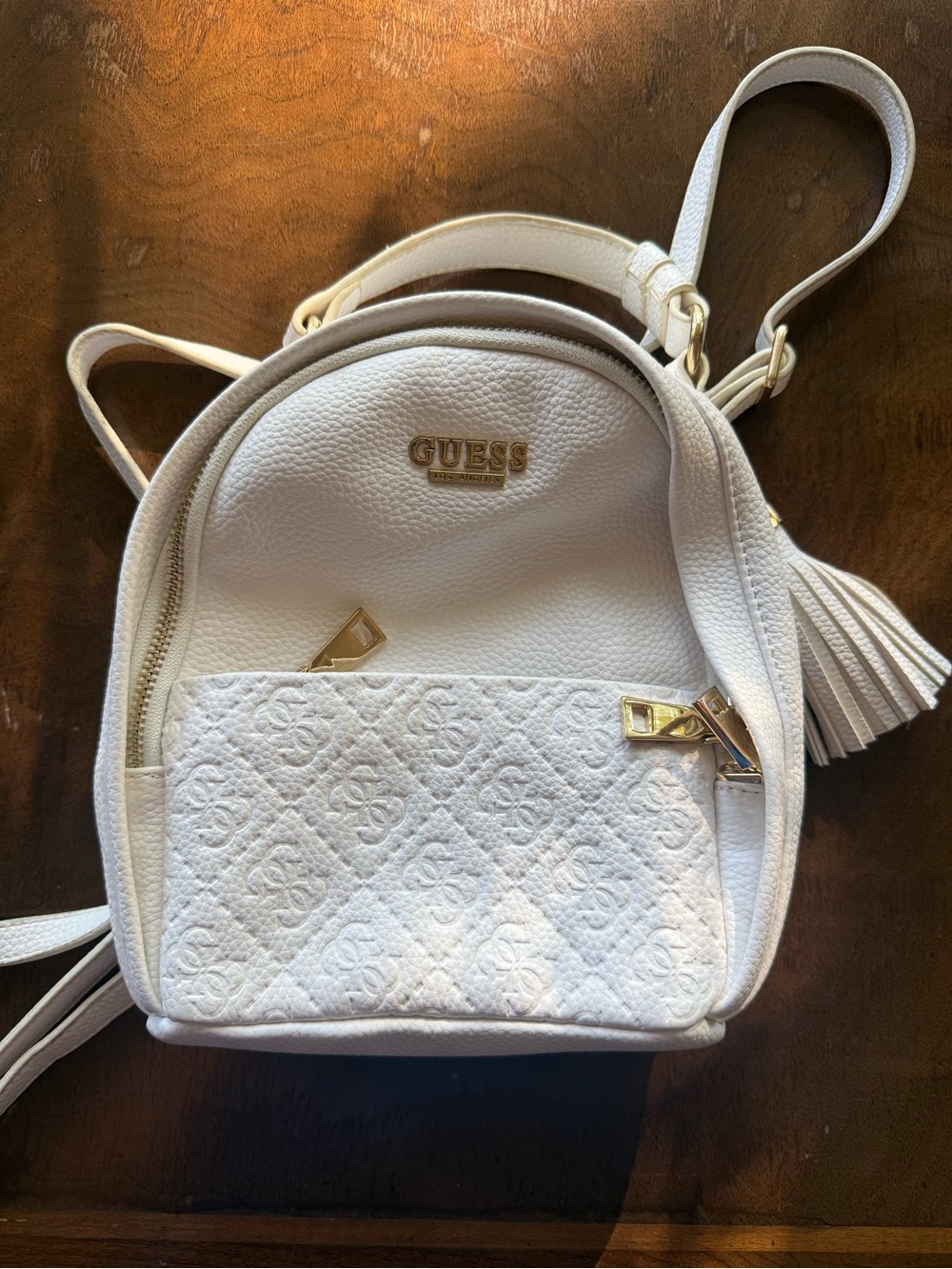 WHITE GUESS MINI BACKPACK PURSE